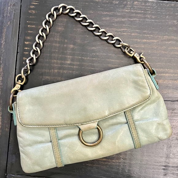 HOBO International Distressed Green Leather Clutch Wallet Handbag - Picture 1 of 9